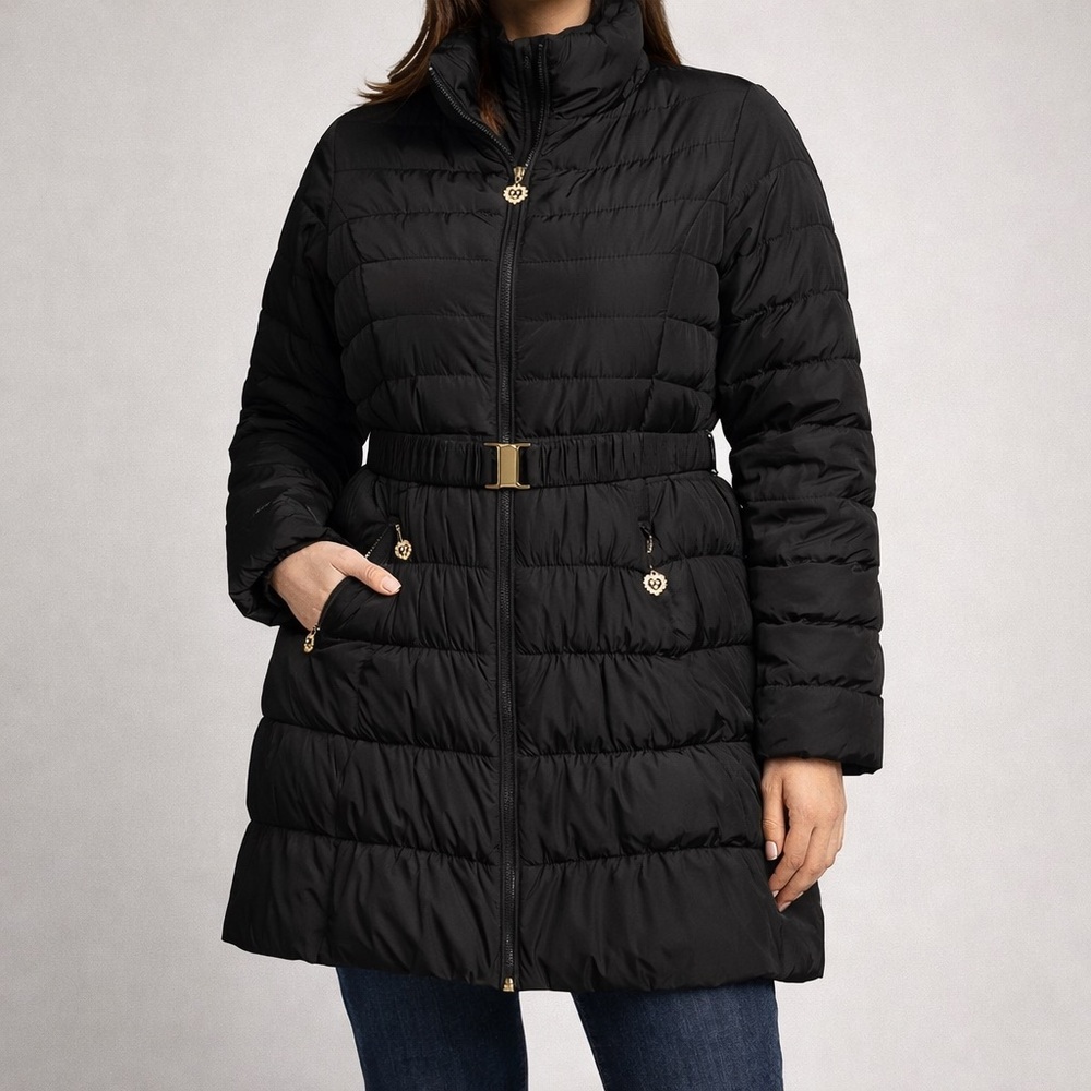 Betsey Johnson Black Winter Puffer Coat with Belt